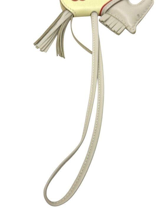 HERMES Rodeo Robeo Couer PM Milo Leather Craie & Jaune Milton Bag Charm - Picture 6 of 9